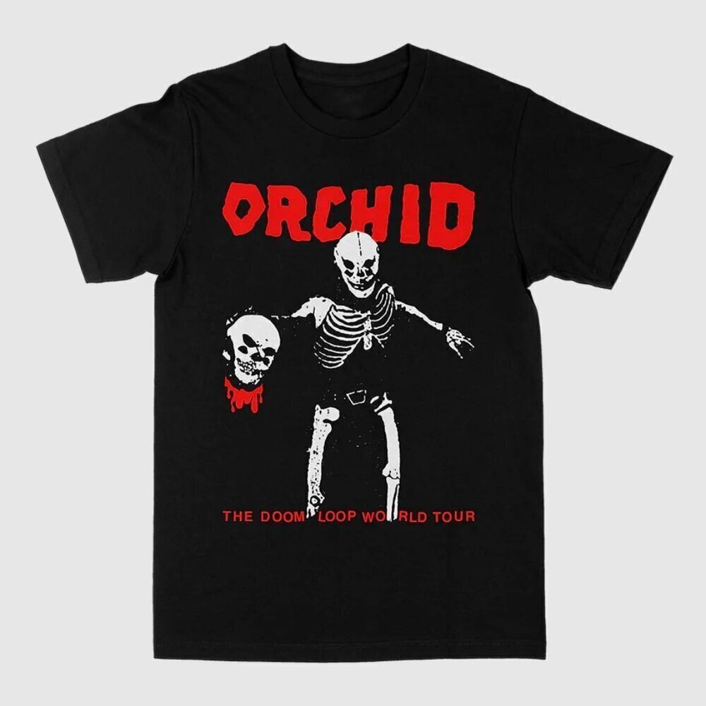 Orchid Band World Tour Shirt Black Cotton Graphic Rock Music Tee Unisex